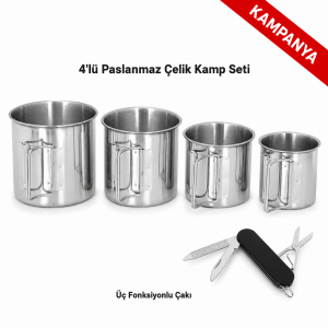 4'lü Kamp Kupa Seti - Çakılı Kampanya Seti