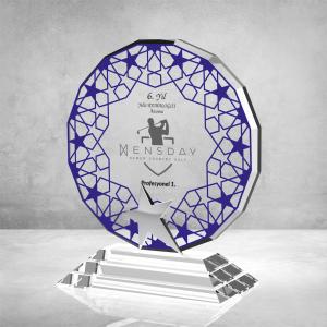 Mavi Camlı Kristal Plaket