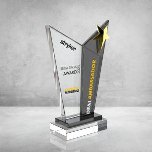 Füme Camlı Kristal Plaket