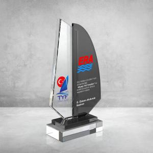 Füme Camlı Kristal Plaket