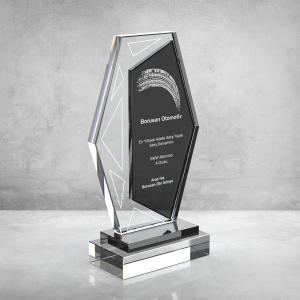 Füme Camlı Kristal Plaket