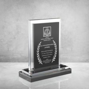 Füme Camlı Kristal Plaket