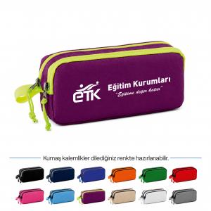 Logo Baskılı Çift Gözlü Kumaş Kalemlik