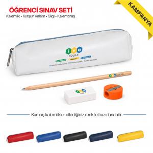 Promosyon Suni Deri Öğrenci Sınav Seti | Logolu Öğrenci Kırtasiye Seti