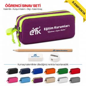 Promosyon Sınav Seti | Logolu Kumaş Kalemlikli Öğrenci Seti