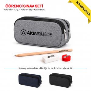 Çift Fermuarlı Kalemlik Seti