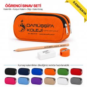 Çift Fermuarlı Kalemlik Seti